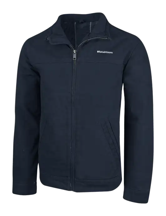 Cornerstone Navy Washed Duck Cloth Flannel Lined Work Jacket w/RehabVisions Logo