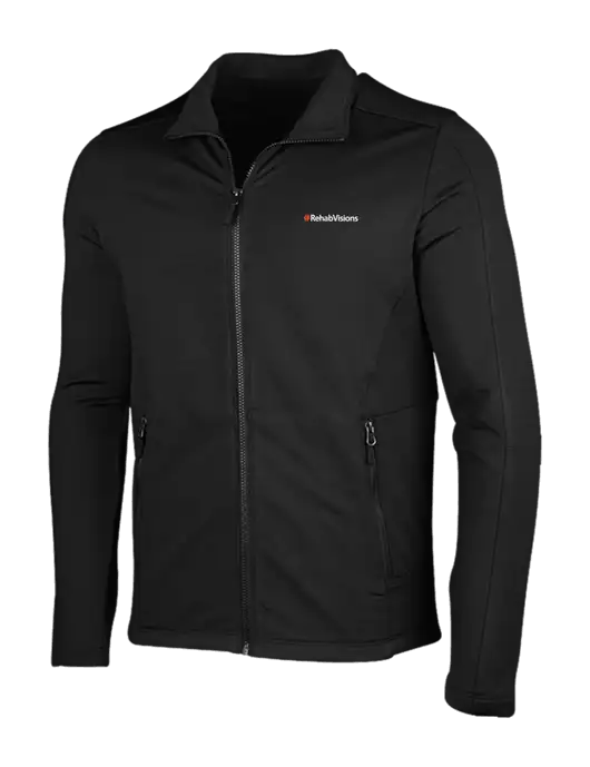 Deep Black Grid Fleece Jacket w/RehabVisions Logo