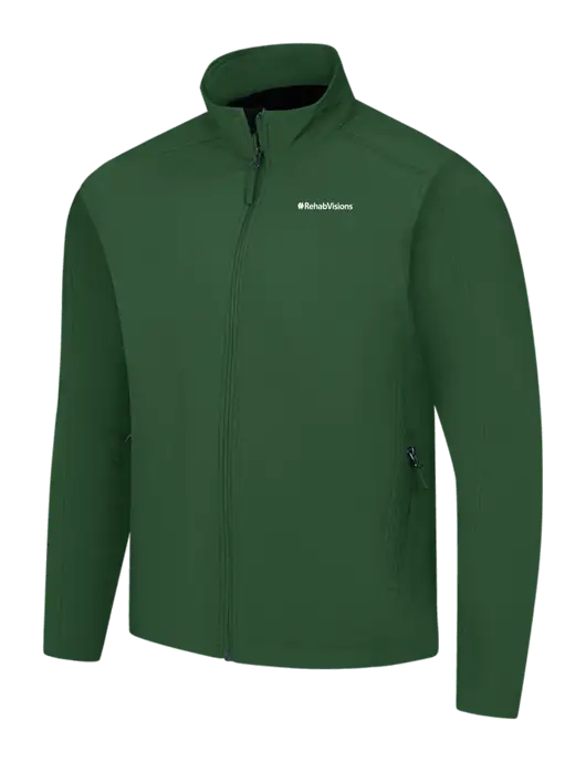 Dark Green Core Soft Shell Jacket w/RehabVisions Logo