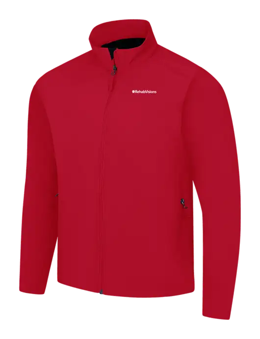 Red Core Soft Shell Jacket w/RehabVisions Logo