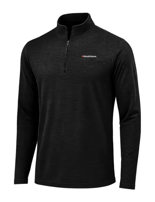 Black Triad Solid Posicharge Tri-Blend Wicking 1/4 Zip Pullover w/RehabVisions Logo