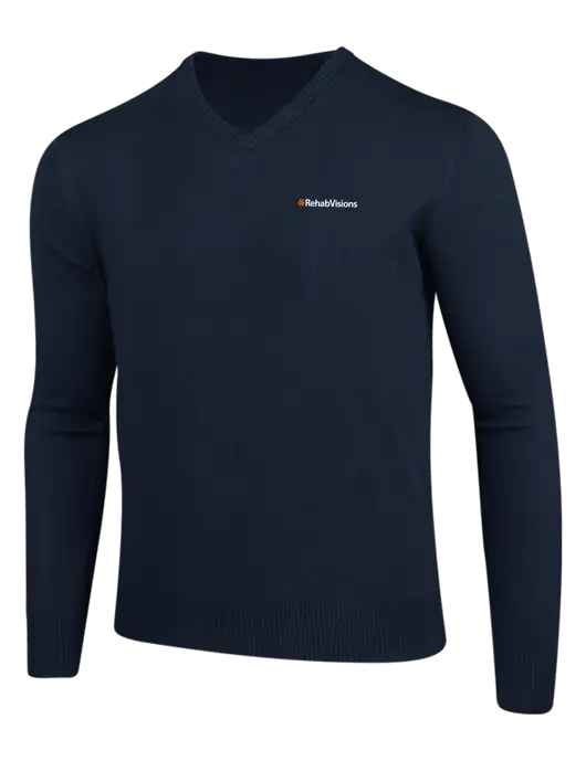 Navy V-Neck Sweater w/RehabVisions Logo