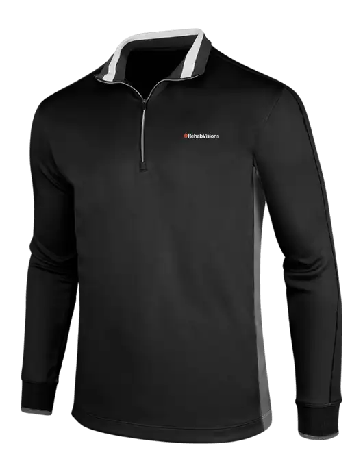 NIKE Black/Dark Grey/White Dry-Fit 1/2 Zip Cover-Up w/RehabVisions Logo