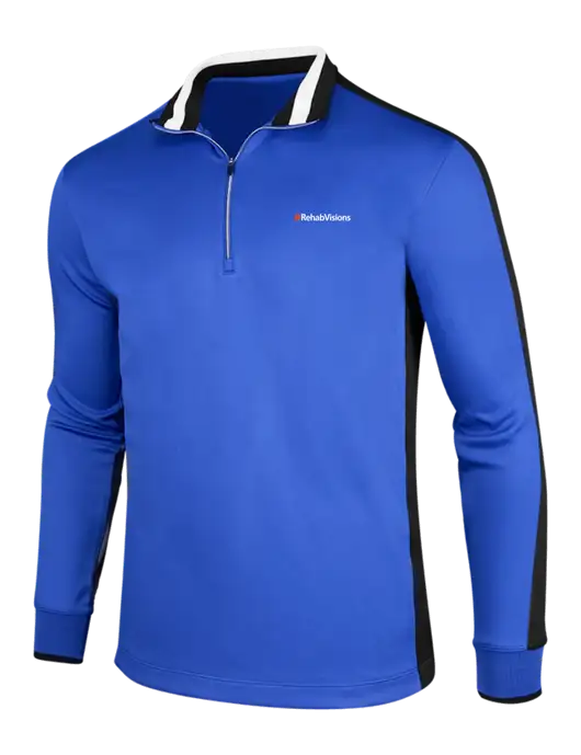 NIKE Game Royal/Black/White Dry-Fit 1/2 Zip Cover-Up w/RehabVisions Logo