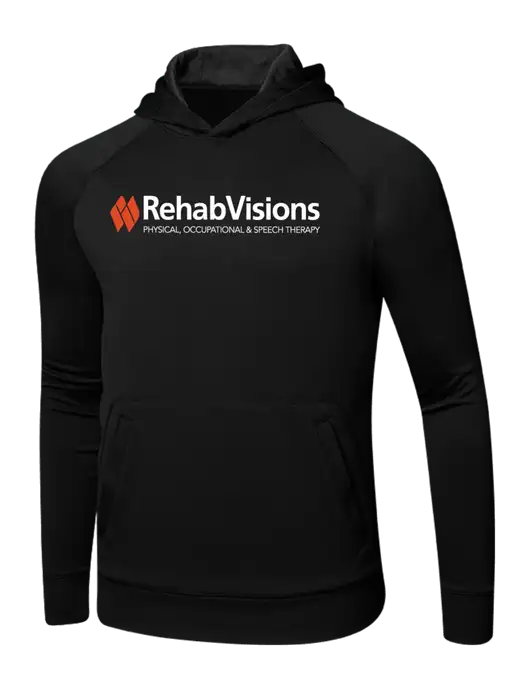 Tech Black Fleece Hooded Sweatshirt w/RehabVisions Logo