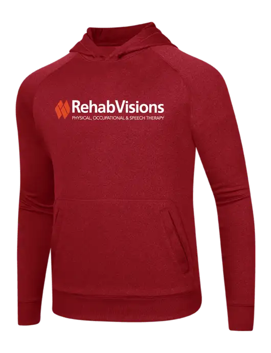Tech True Red Fleece Hooded Sweatshirt w/RehabVisions Logo