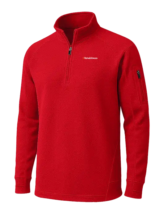 True Red Tech Fleece 1/4 Zip Pullover w/RehabVisions Logo