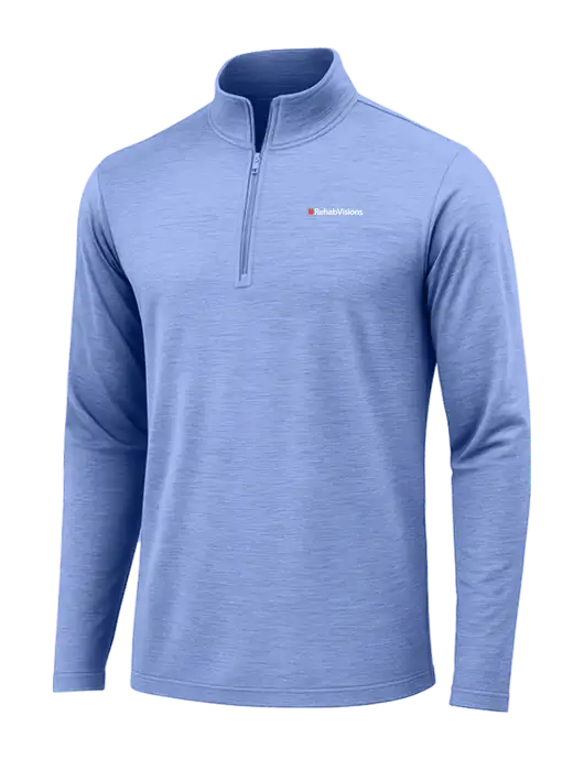 True Royal Heather Posicharge Tri-Blend Wicking 1/4 Zip Pullover w/RehabVisions Logo
