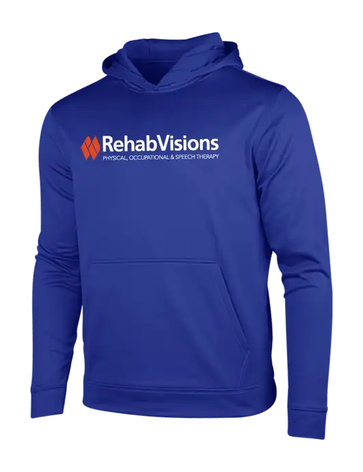 True Royal Sport-Wick Fleece Hooded Pullover w/RehabVisions Logo