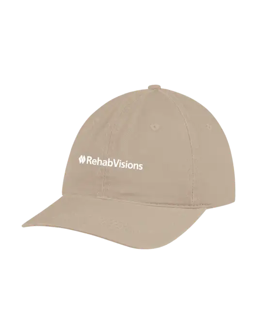 Garment Washed Unstructured Twill Tan Cap w/RehabVisions Logo