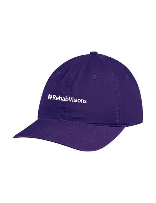 Garment Washed Unstructured Twill Purple Cap w/RehabVisions Logo
