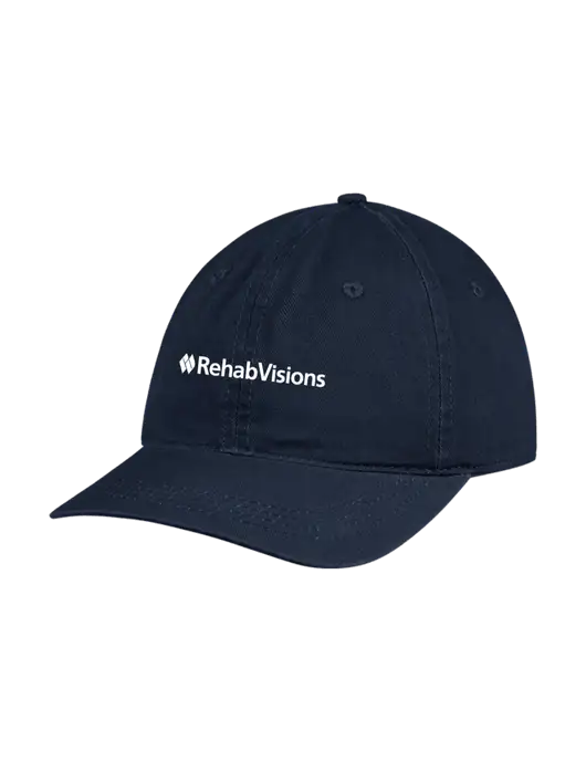 Garment Washed Unstructured Twill Navy Cap w/RehabVisions Logo