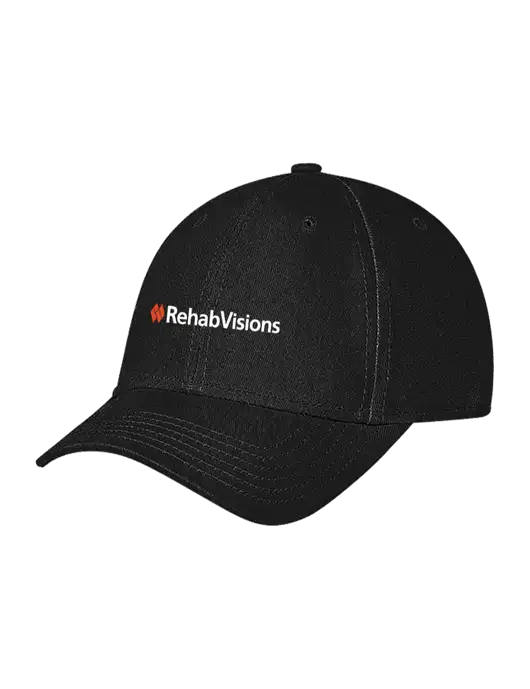 Black Structured Soft Snap Closure Hook & Loop Cap w/RehabVisions Logo
