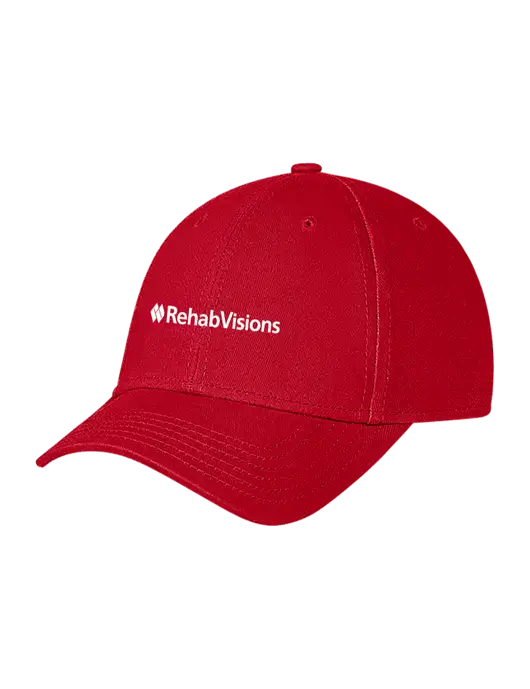 Red Structured Soft Snap Closure Hook & Loop Cap w/RehabVisions Logo