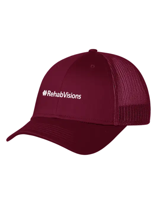 Maroon Mesh Trucker Cap Snap Back w/RehabVisions Logo