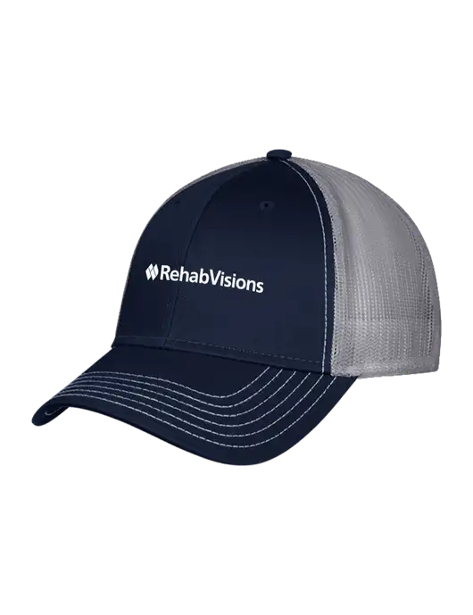 Navy/Grey Mesh Trucker Cap Snap Back w/RehabVisions Logo