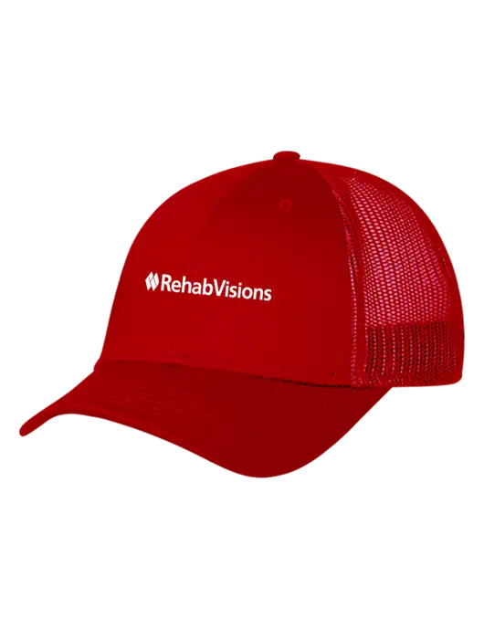 Red Mesh Trucker Cap Snap Back w/RehabVisions Logo