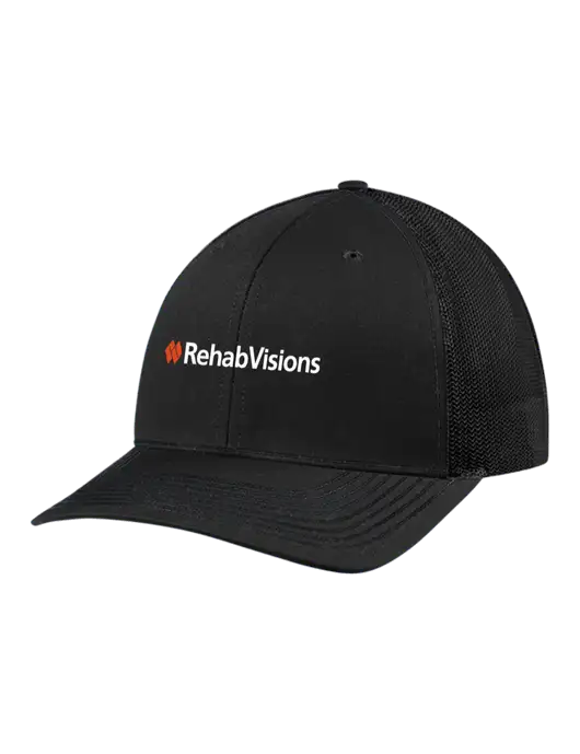 Richardson Adjustable Snapback Original 112 Trucker Cap Black w/Black Mesh w/RehabVisions Logo