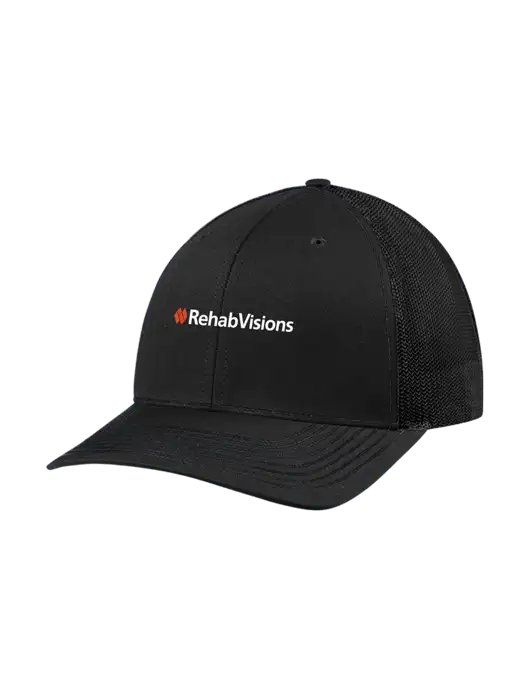 Richardson Adjustable Snapback Original 112 Trucker Cap Black w/Black Mesh w/RehabVisions Logo