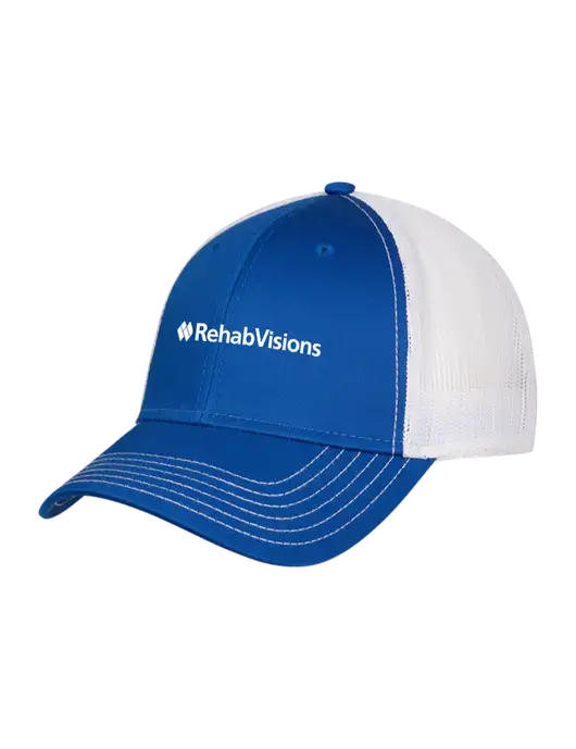 Royal/White Mesh Trucker Cap Snap Back w/RehabVisions Logo