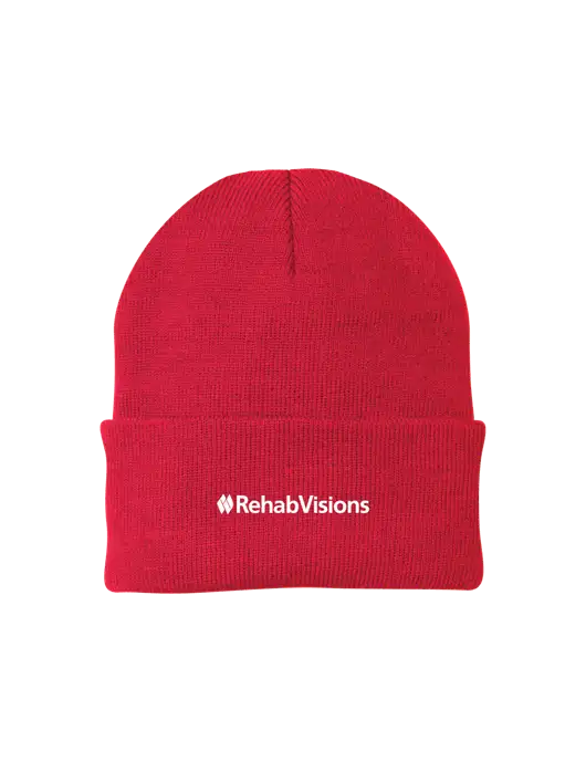 Red Knit Cap w/RehabVisions Logo