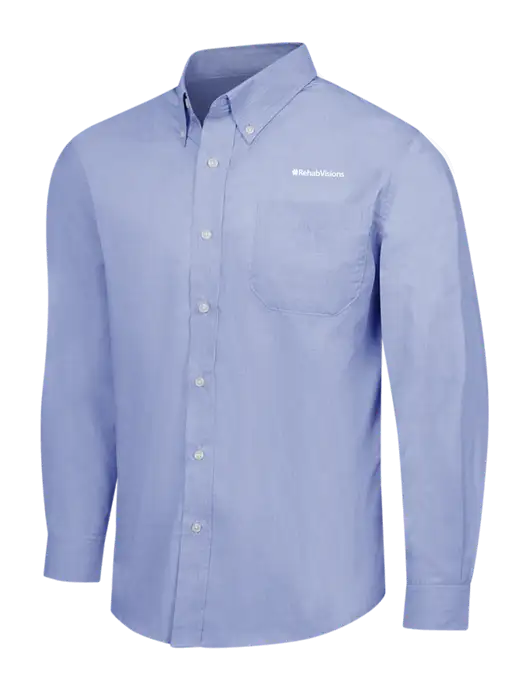 Light Slate Blue Crosshatch Easy Care Shirt w/RehabVisions Logo