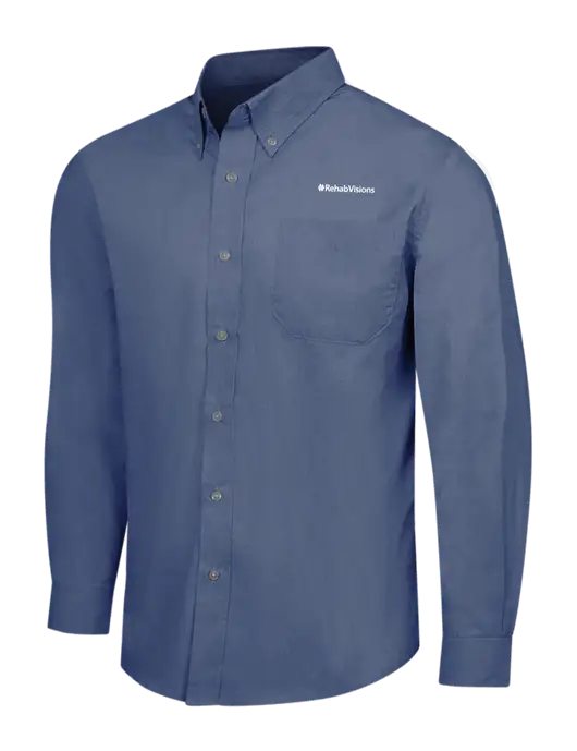 Light Navy Crosshatch Easy Care Shirt w/RehabVisions Logo