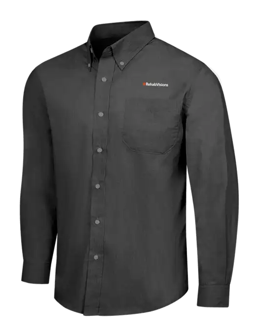 Soft Black Crosshatch Easy Care Shirt w/RehabVisions Logo
