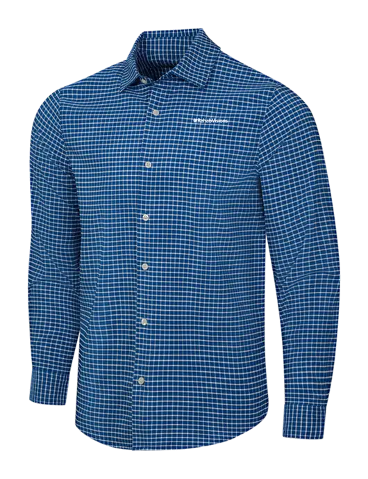 Navy/White City Stretch Shirt w/RehabVisions Logo