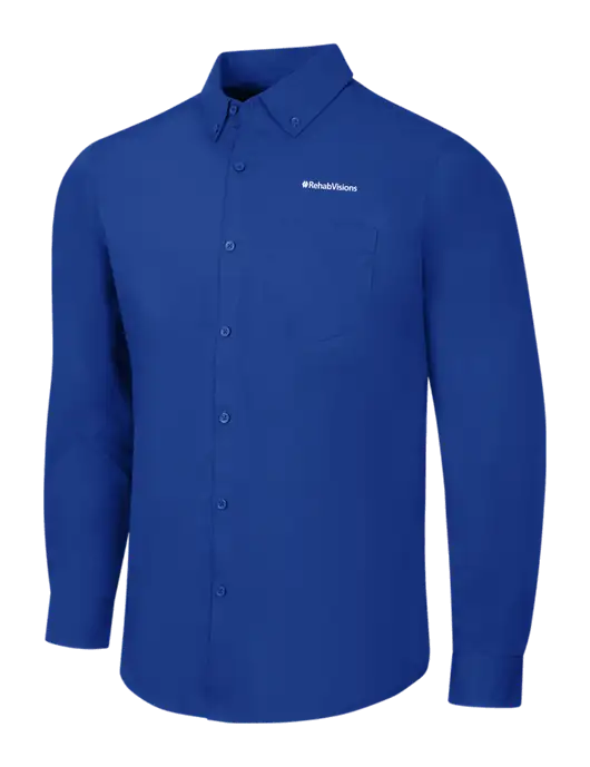 Dark Royal Long Sleeve Carefree Poplin Shirt w/RehabVisions Logo
