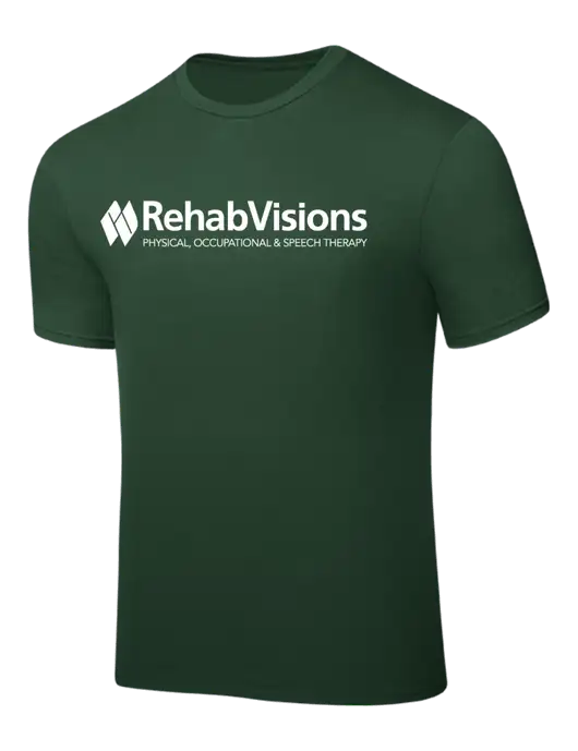 Dark Green PosiCharge Competitor Tee w/RehabVisions Logo
