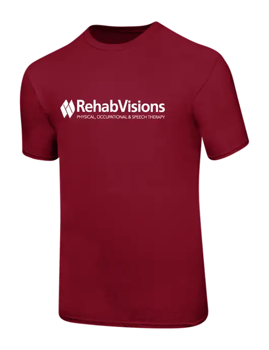 Ring Spun Cardinal 4.5 oz T-Shirt w/RehabVisions Logo