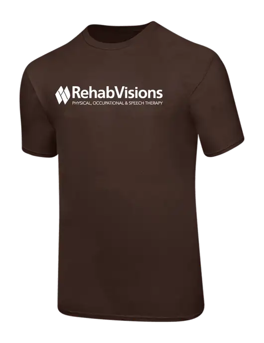 Ring Spun Dark Brown 4.5 oz T-Shirt w/RehabVisions Logo