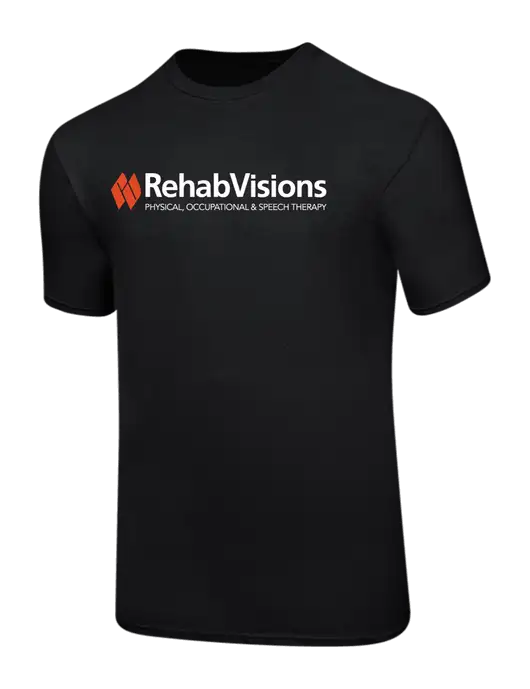 Ring Spun Jet Black 4.5 oz T-Shirt w/RehabVisions Logo