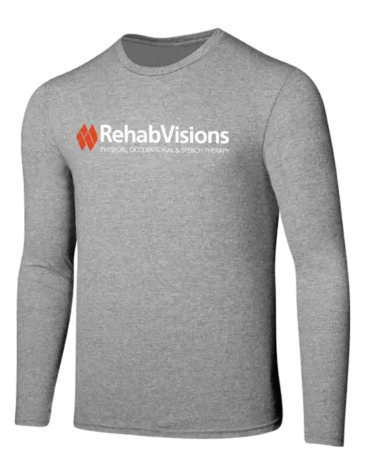 Seriously Soft Light Heathered Grey Long Sleeve T-Shirt w/RehabVisions Logo