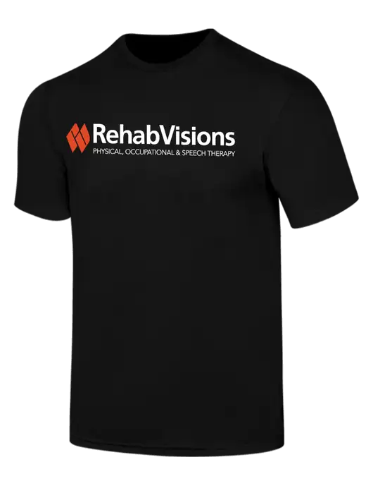 Simply Soft Black 4.5oz  Poly/Combed Ring Spun Cotton T-Shirt w/RehabVisions Logo