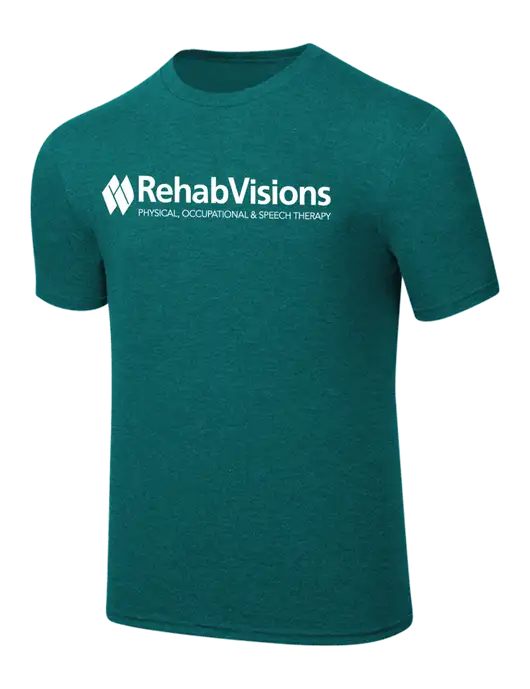 Simply Soft Heathered Dark Teal 4.5oz  Poly/Combed Ring Spun Cotton T-Shirt w/RehabVisions Logo