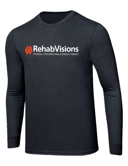 Simply Soft Long Sleeve Black Frost 4.5 oz, Poly/Combed Ring Spun Cotton T-Shirt w/RehabVisions Logo