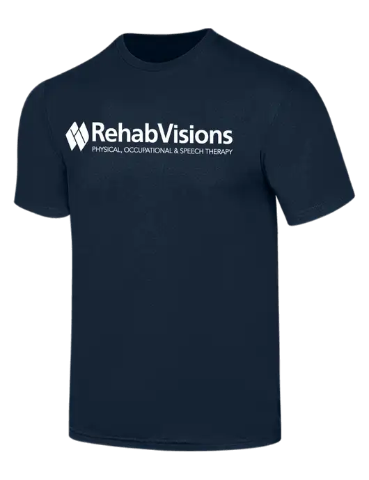 Simply Soft Navy 4.5oz  Poly/Combed Ring Spun Cotton T-Shirt w/RehabVisions Logo