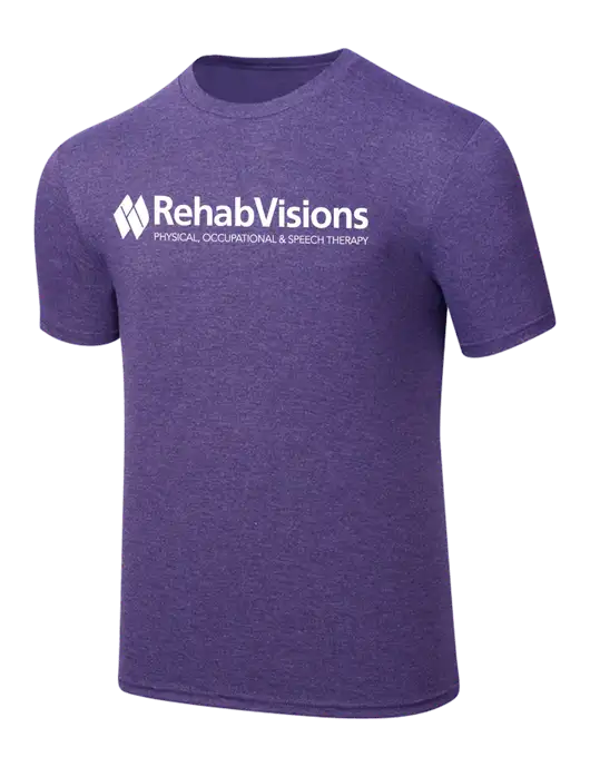 Simply Soft Purple Frost 4.5oz  Poly/Combed Ring Spun Cotton T-Shirt w/RehabVisions Logo