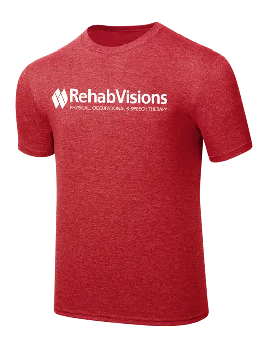 Simply Soft Red Frost 4.5oz  Poly/Combed Ring Spun Cotton T-Shirt w/RehabVisions Logo