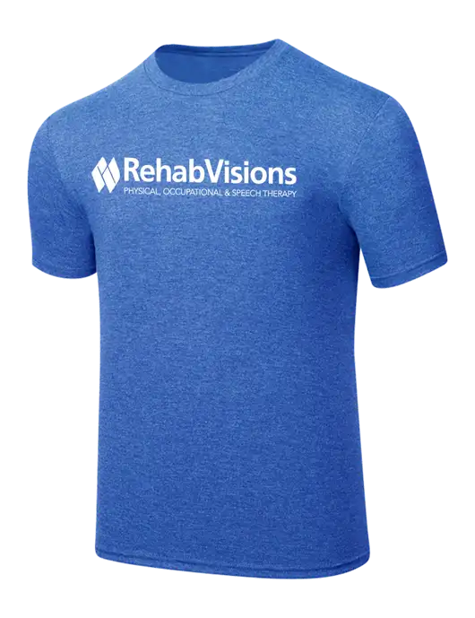 Simply Soft Royal Frost 4.5oz  Poly/Combed Ring Spun Cotton T-Shirt w/RehabVisions Logo