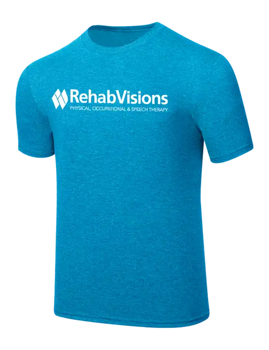 Simply Soft Sapphire Blue Frost 4.5oz  Poly/Combed Ring Spun Cotton T-Shirt w/RehabVisions Logo