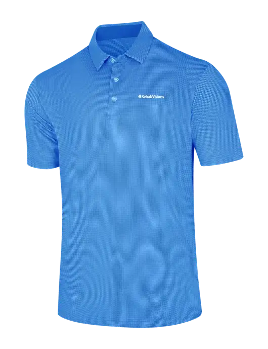 Callaway Carolina Blue Fashion Gingham Polo w/RehabVisions Logo