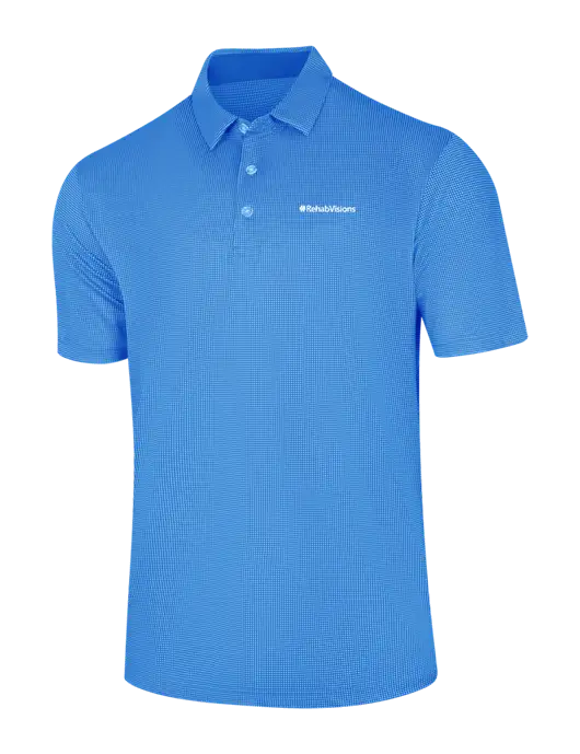 Callaway Carolina Blue Fashion Gingham Polo w/RehabVisions Logo