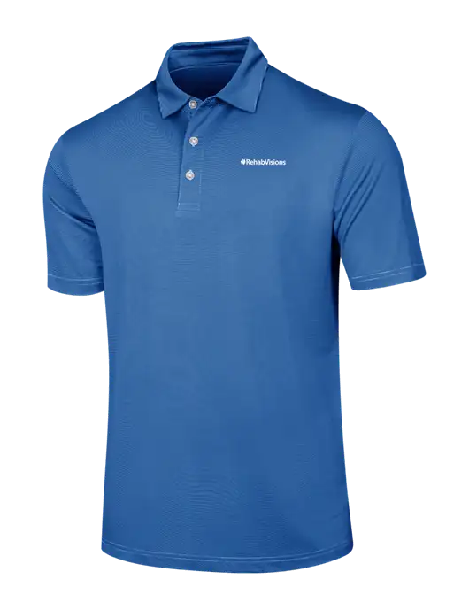 Callaway Royal Blue Fine Line Stripe Polo w/RehabVisions Logo