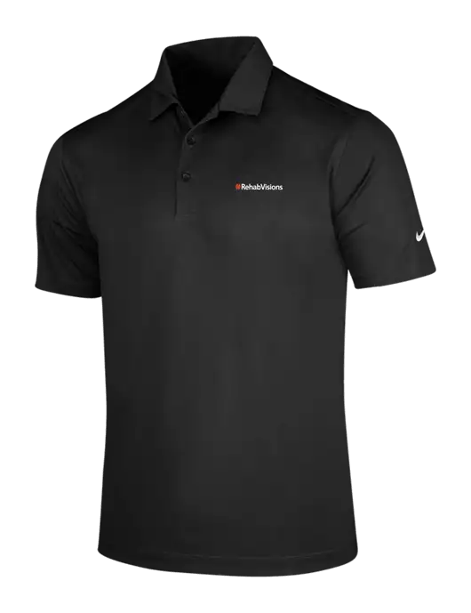 NIKE Black Dri-Fit Vertical Mesh Polo w/RehabVisions Logo