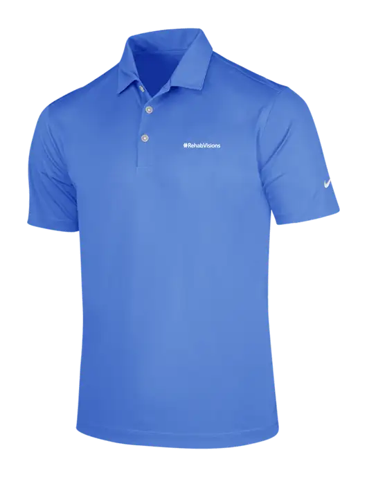 NIKE Light Royal Blue Dri-Fit Vertical Mesh Polo w/RehabVisions Logo