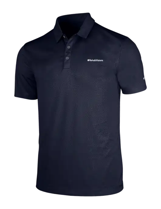 NIKE Dark Navy Dri-Fit Embossed Tri-Blade Polo w/RehabVisions Logo
