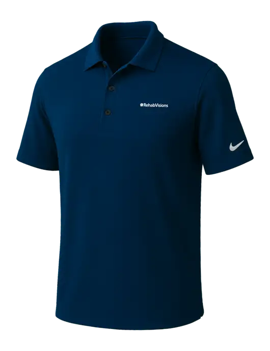 NIKE Navy Dri-Fit Micro Pique Polo w/RehabVisions Logo